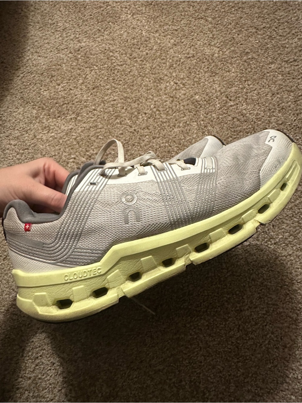 On Running CloudTec Lightweight Running Shoe - Light Gray & Pale Yellow